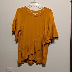 FEVER Mustard Yellow Ruffle Top